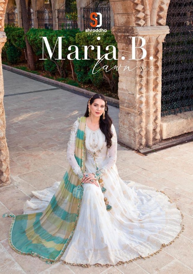 Shraddha Designer Launched Maria B Lawn Vol 2 Lawn Cotton Printed With Heavy Embroidery Work Salwar Kameez Wholesaler Surat