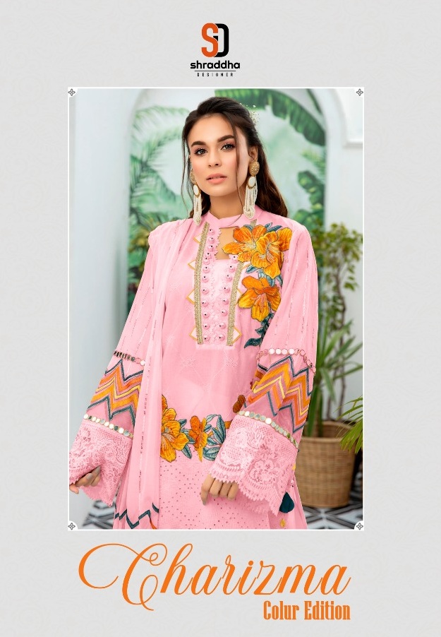 Shraddha Designer Launched Charizma Colour Edition Cambric Cotton With Chicken Embroidery Pakistani Suits Wholesaler Surat
