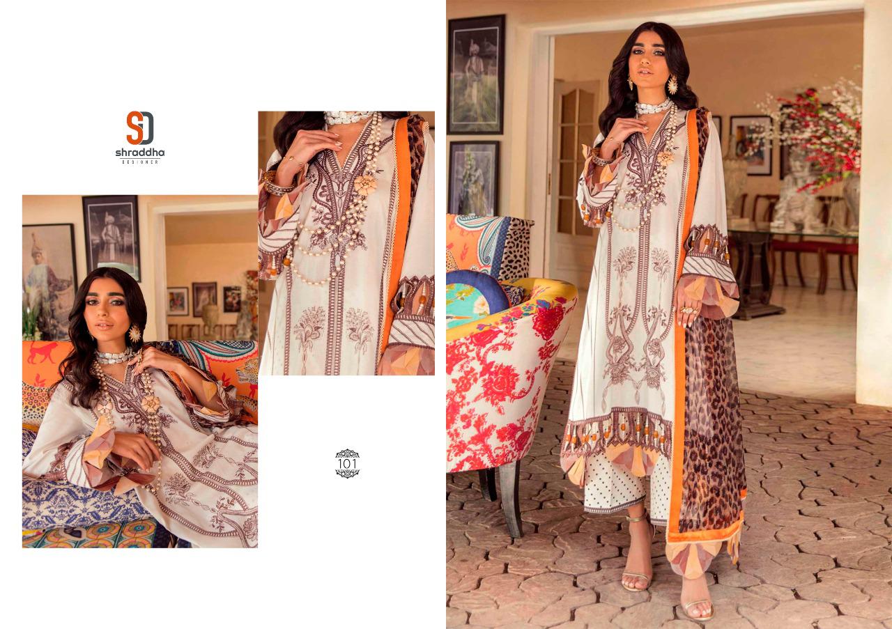 Shraddha Designer Presents Sana Safina Print Collection Lawn Cotton Print With Embroidery Work Pakistani Suits Wholesaler Surat