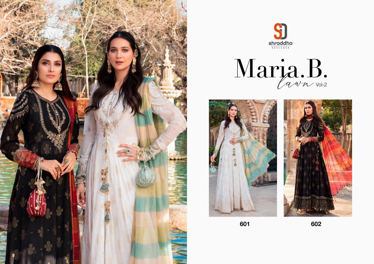 Shraddha Designer Launched Maria B Lawn Vol 2 Lawn Cotton Printed With Heavy Embroidery Work Salwar Kameez Wholesaler Surat