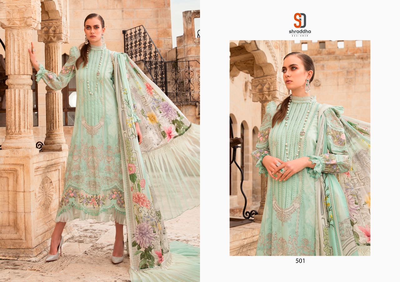 Shraddha Designer Launched Maria B Lawn Vol 1 Lawn Cotton With Heavy Embroidery Work Pakistani Suits Wholesale Dealer Surat