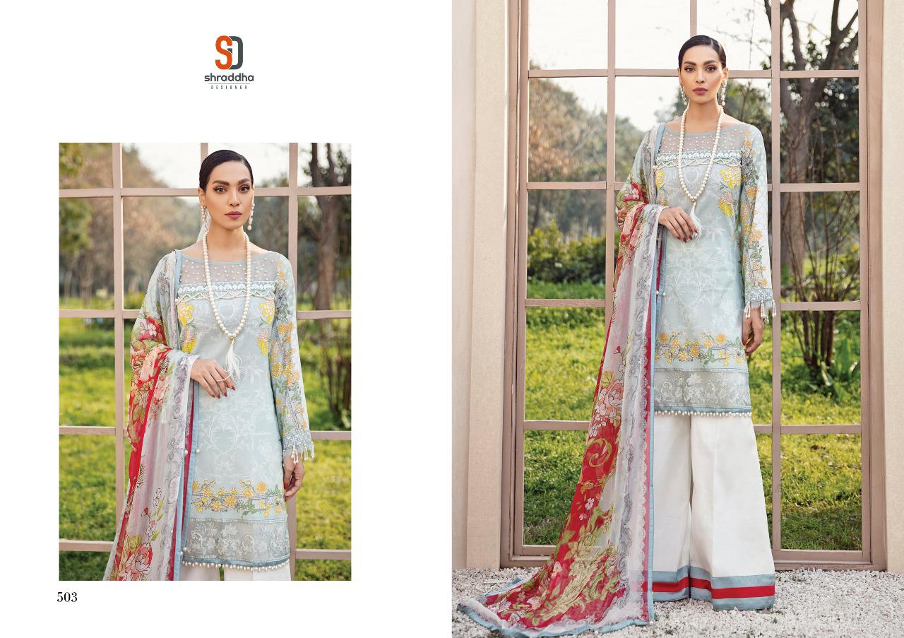 Shraddha Designer Presents Vintage Vol 5 Lawn Cotton Printed With Embroidery Work Salwar Suits Wholesale Dealer Surat