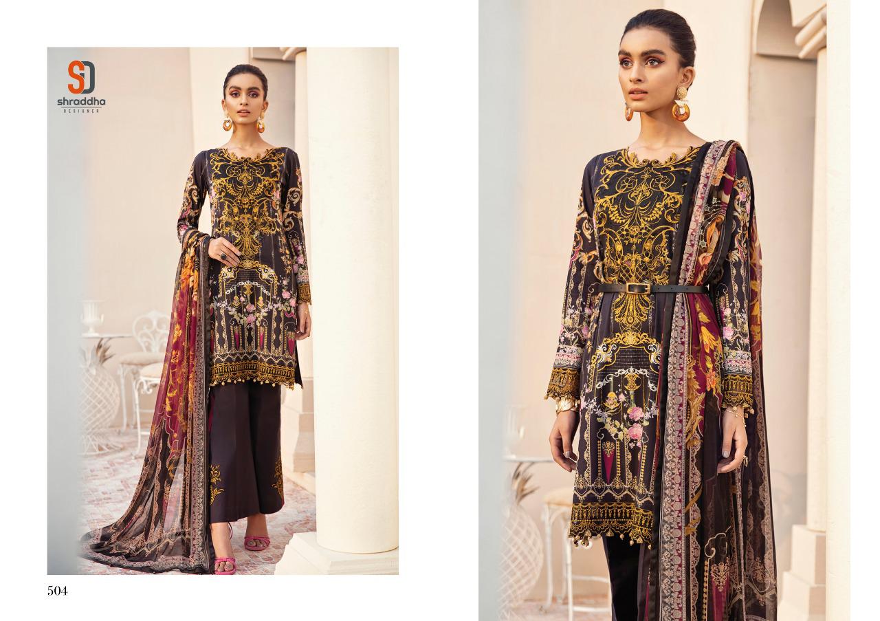 Shraddha Designer Presents Vintage Vol 5 Lawn Cotton Printed With Embroidery Work Salwar Suits Wholesale Dealer Surat