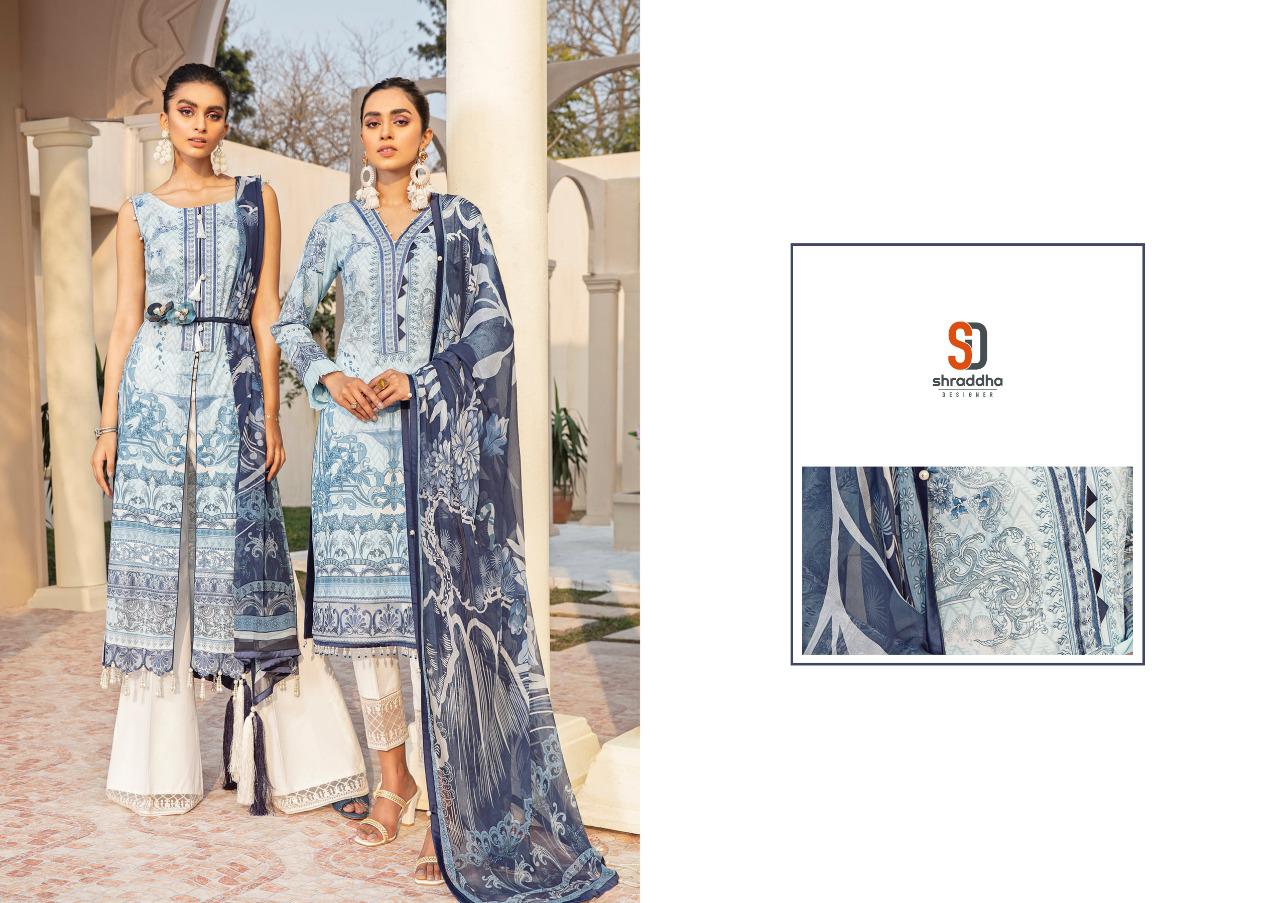 Shraddha Designer Presents Vintage Vol 5 Lawn Cotton Printed With Embroidery Work Salwar Suits Wholesale Dealer Surat