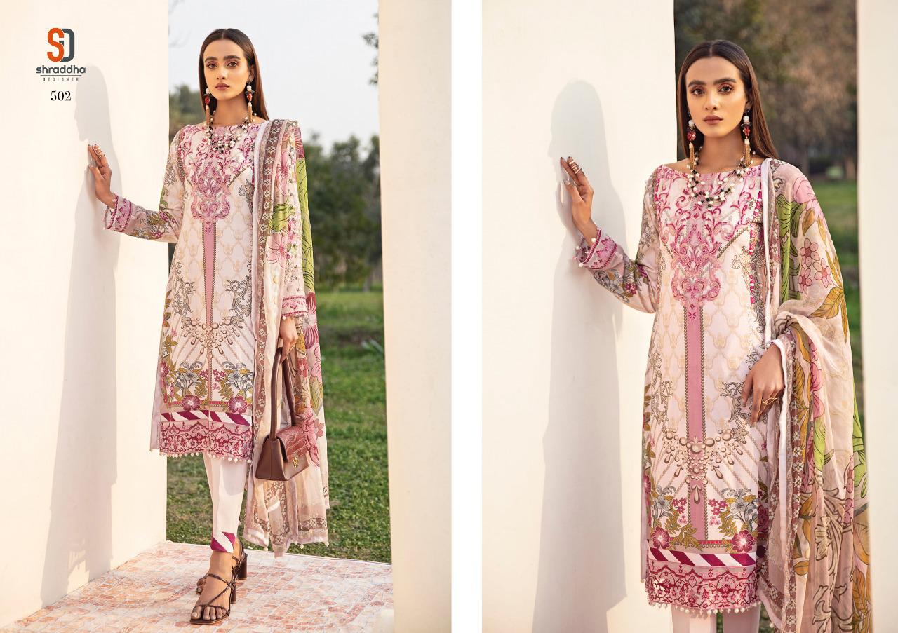 Shraddha Designer Presents Vintage Vol 5 Lawn Cotton Printed With Embroidery Work Salwar Suits Wholesale Dealer Surat