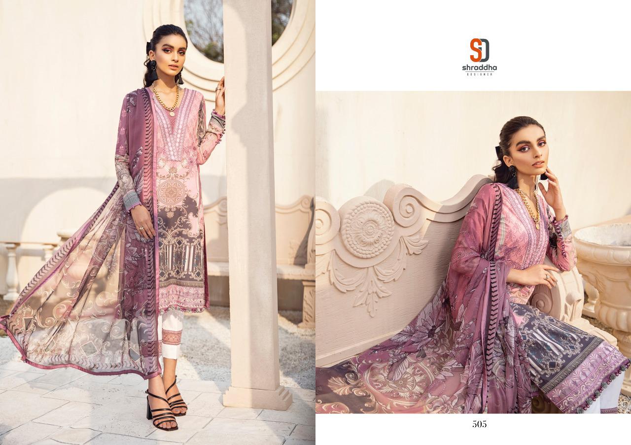Shraddha Designer Presents Vintage Vol 5 Lawn Cotton Printed With Embroidery Work Salwar Suits Wholesale Dealer Surat