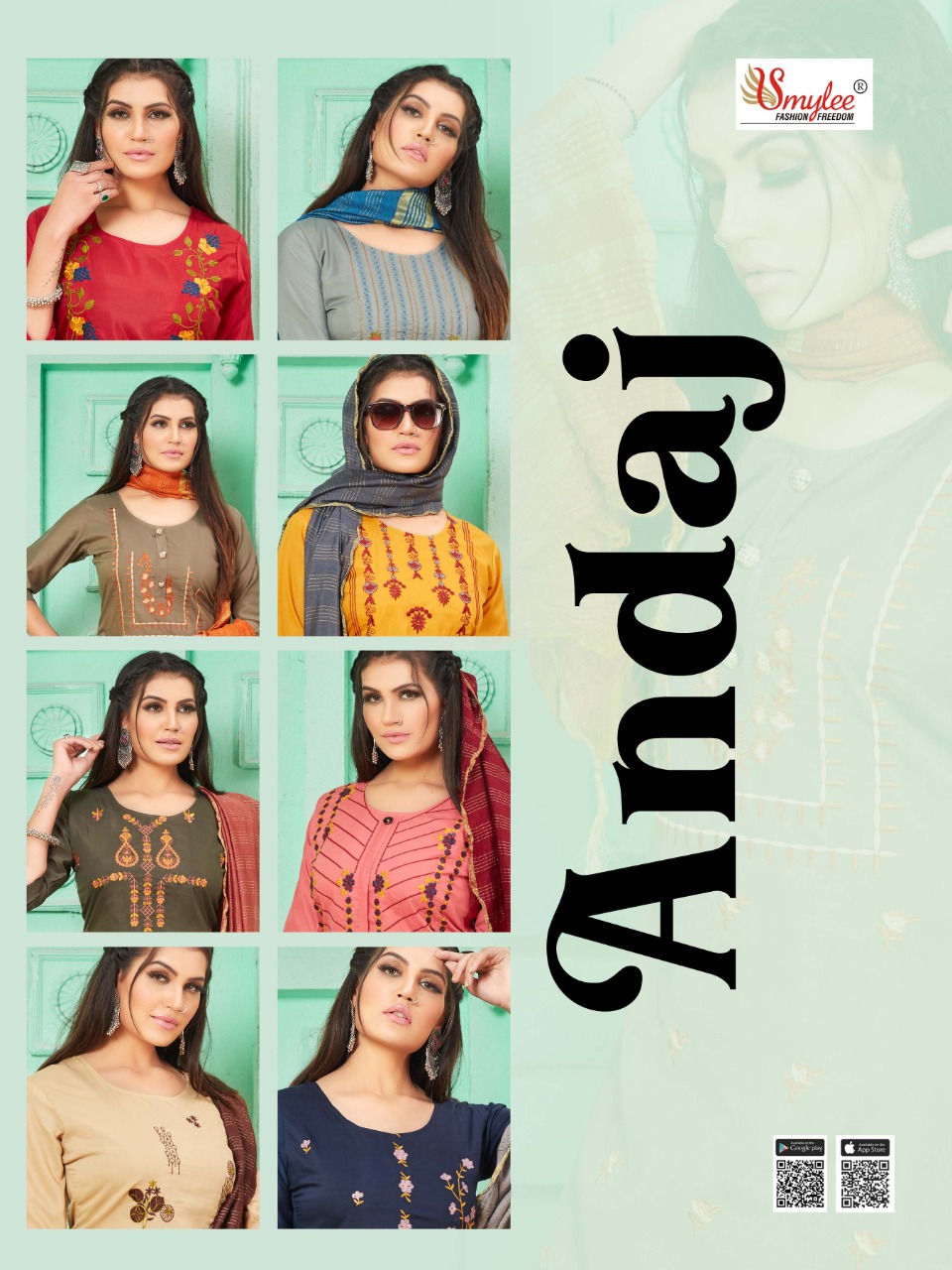 Smylee Fashion Presents Andaj Heavy Maslin Fabric With Embroidery Work Kurtis And Plazzo Wholesale Dealer Surat