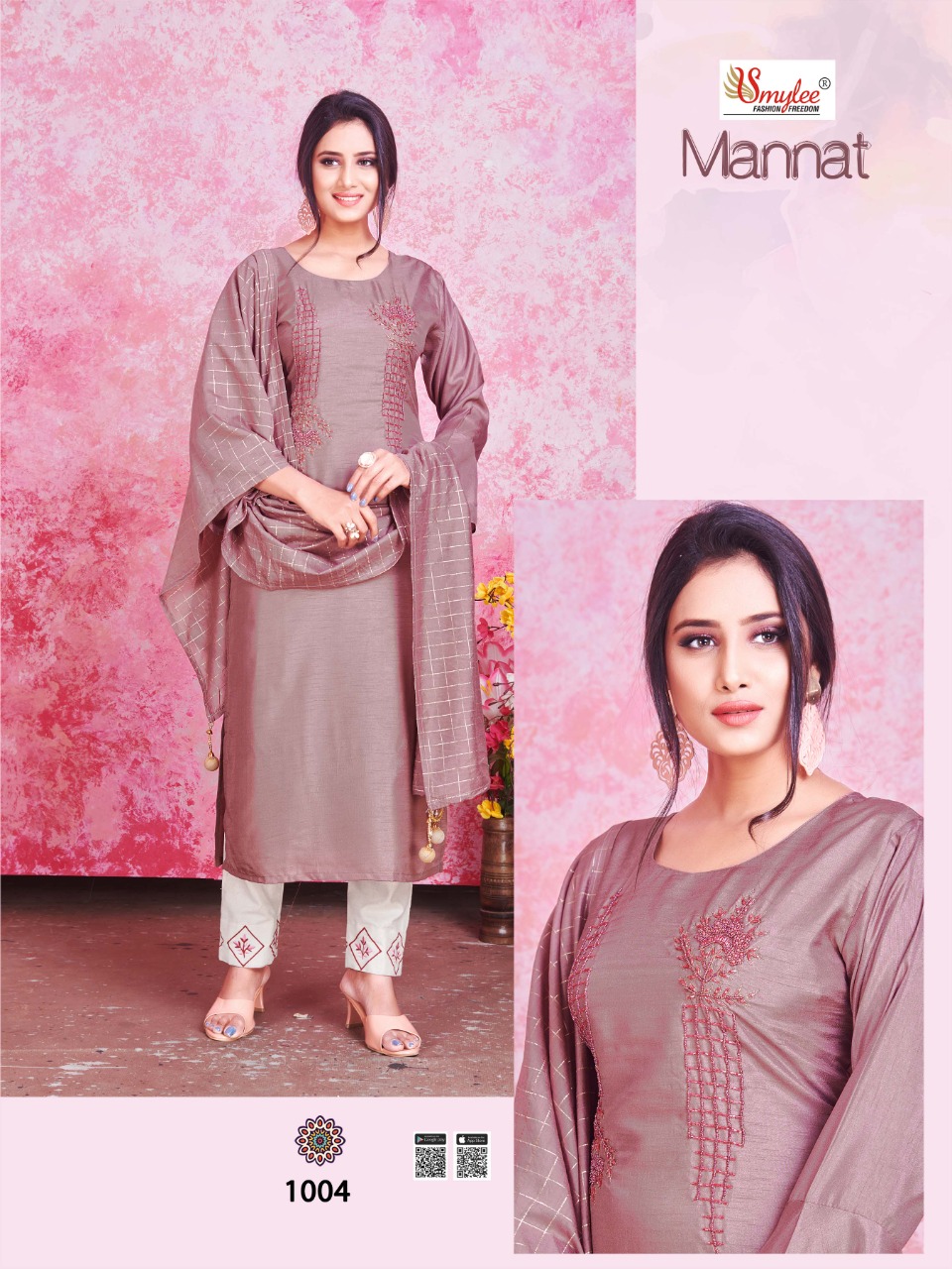 Smylee Fashion Launched Mannat Heavy Silk With Embroidery Hand Work Casual Wear Kurtis Wholesale Dealer Surat