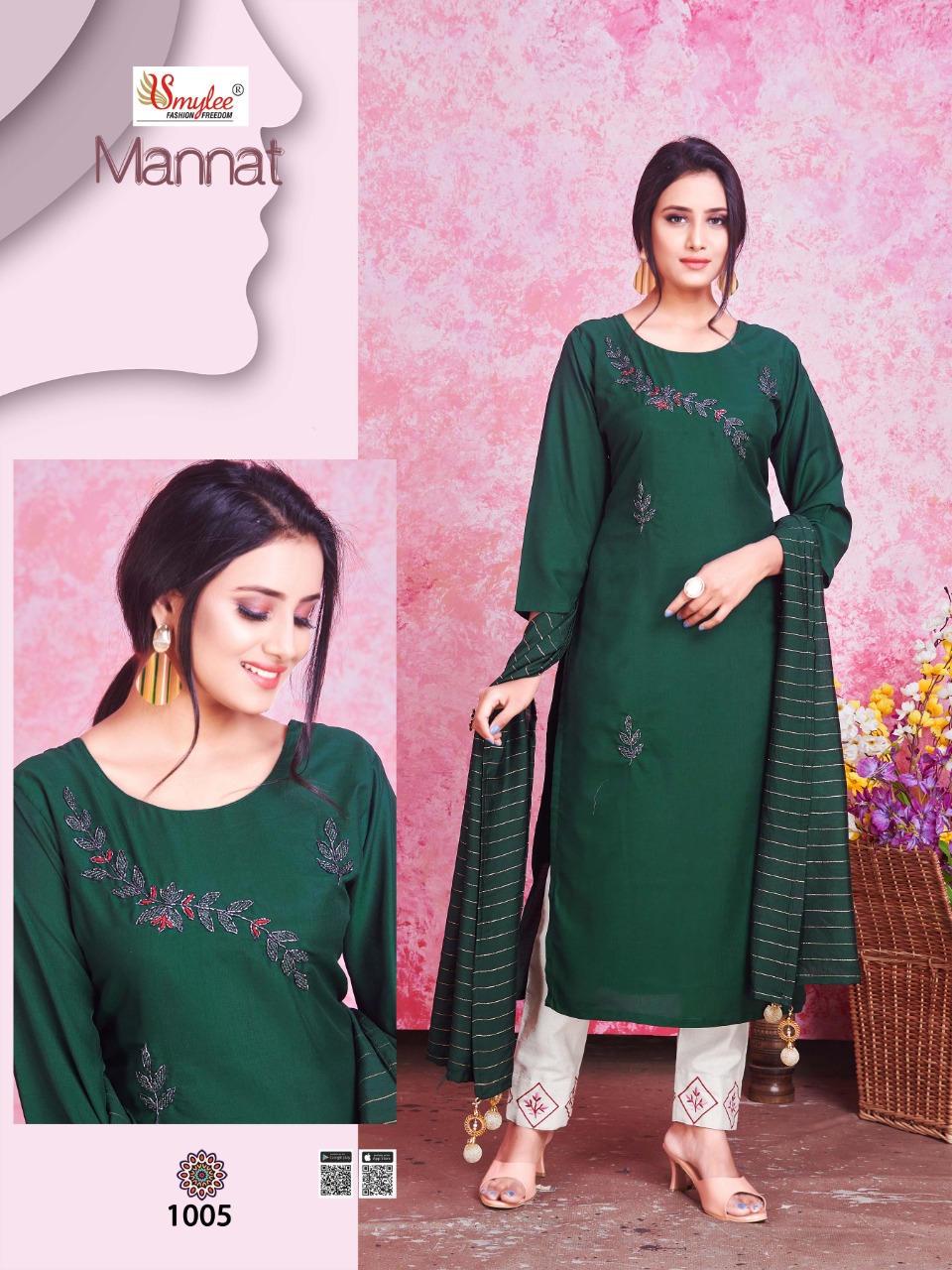 Smylee Fashion Launched Mannat Heavy Silk With Embroidery Hand Work Casual Wear Kurtis Wholesale Dealer Surat