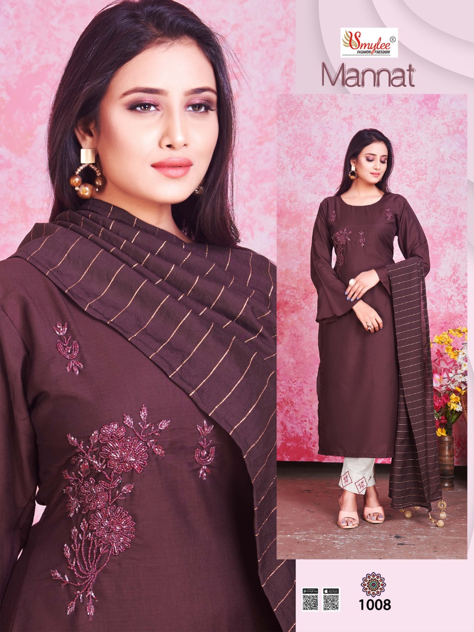 Smylee Fashion Launched Mannat Heavy Silk With Embroidery Hand Work Casual Wear Kurtis Wholesale Dealer Surat