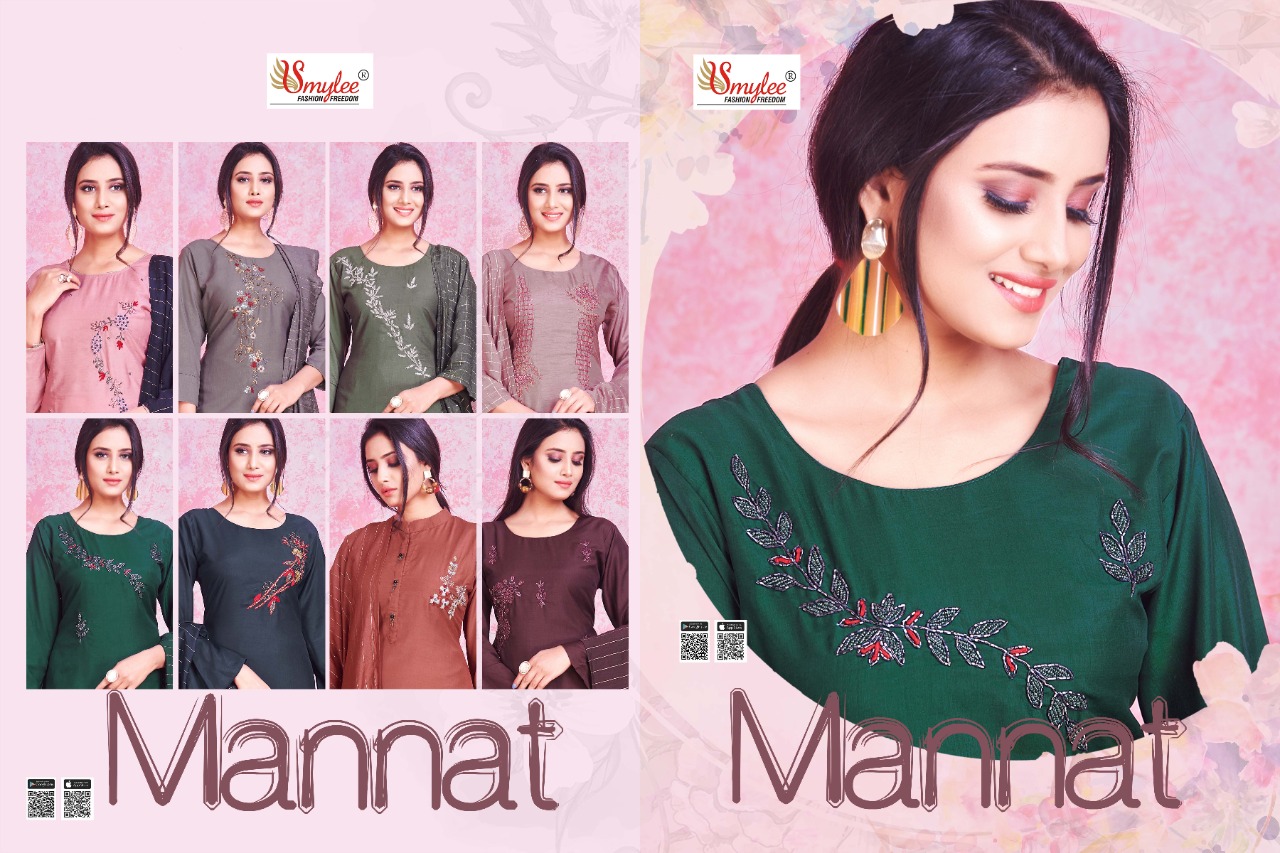 Smylee Fashion Launched Mannat Heavy Silk With Embroidery Hand Work Casual Wear Kurtis Wholesale Dealer Surat