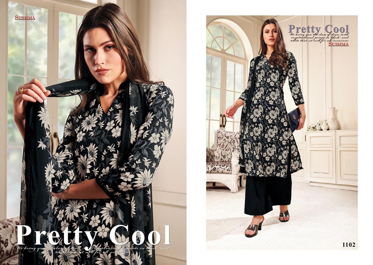 Sushma Launched Spot Light Creamy Crape Fancy Designer Dress Material Salwar Suits Wholesale Dealer Surat