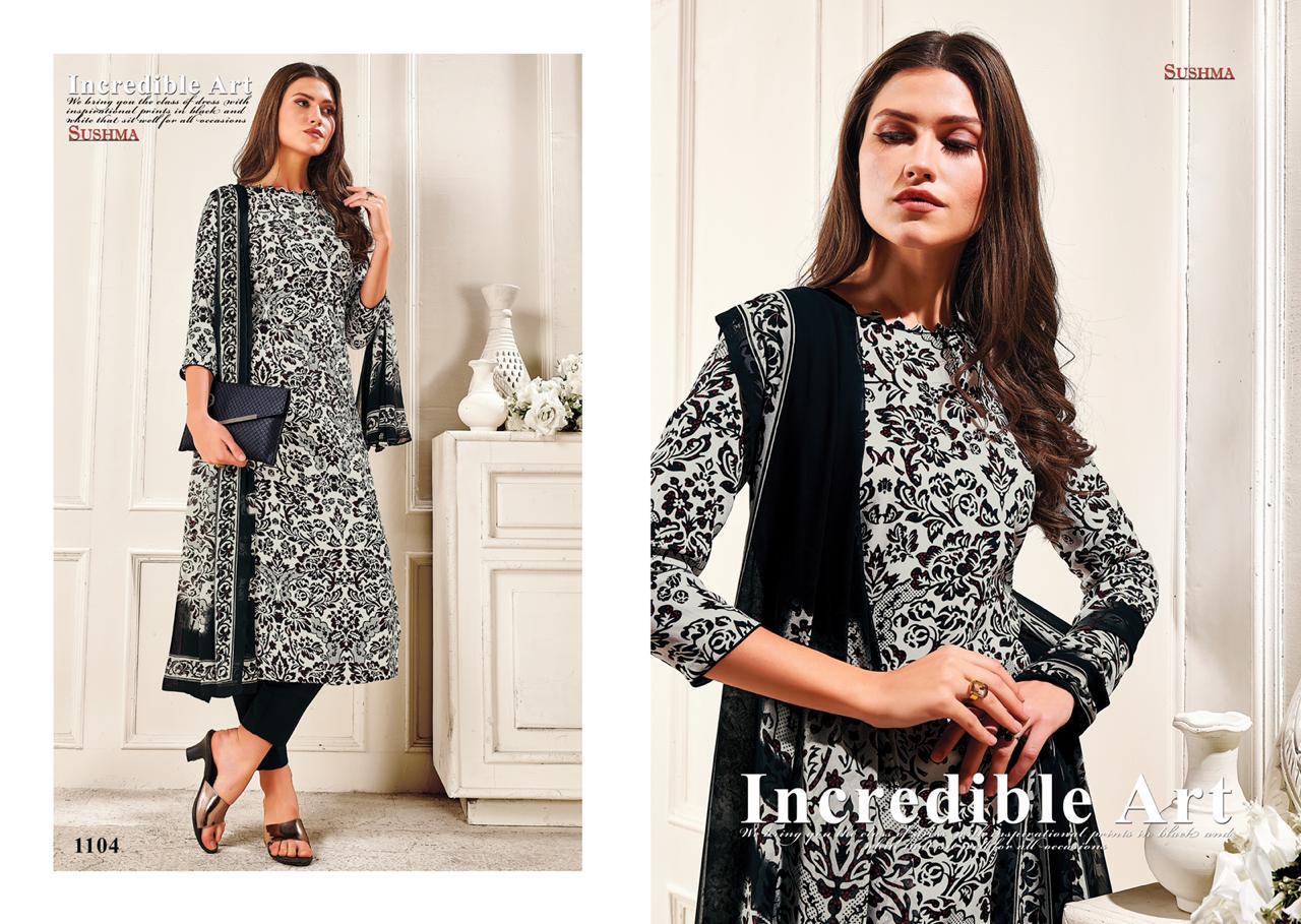Sushma Launched Spot Light Creamy Crape Fancy Designer Dress Material Salwar Suits Wholesale Dealer Surat