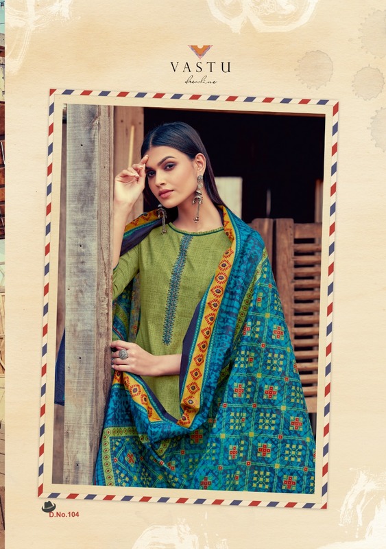 Vastu Tex Jamdani Vol 1 Pure Lawn Print With Neck Daman Work Dress Material Salwar Suits Wholesale Dealer Surat