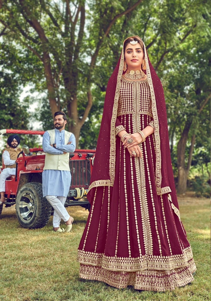 Eba Lifestyle Hussna Semi Pure With Heavy Embroidery Work Long Gown Style Pakistani Collection Salwar Kameez Wholesale Dealer Surat