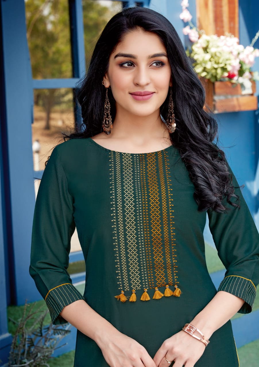 Mittoo Panghat Vol 16 Heavy Rayon With Embroidery Hand Work Long Straight Type Casual Wear Kurtis And Plazzo Wholesaler Dealer Surat