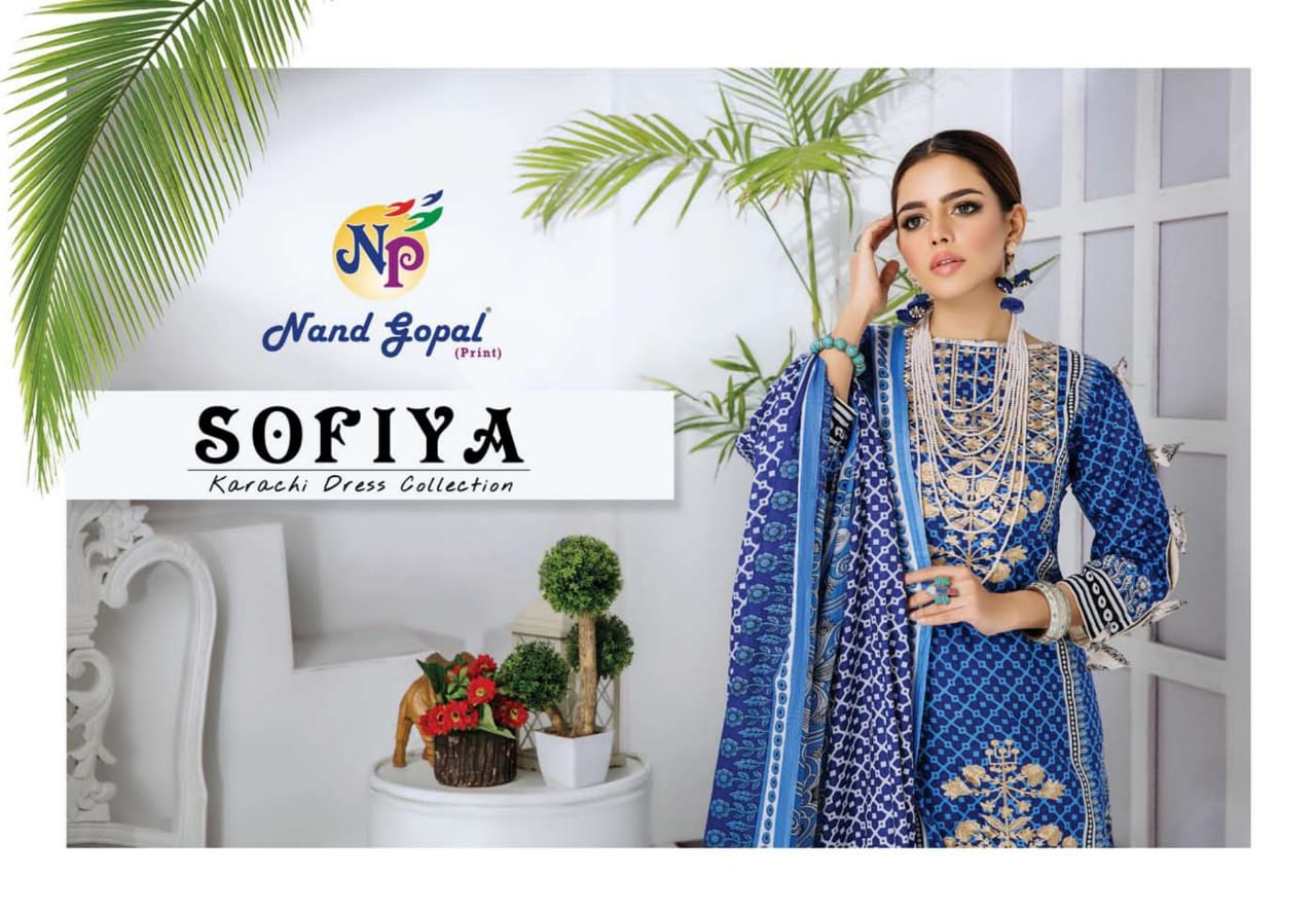 Nand Gopal Sofiya Karachi Cotton Pure Cotton Fabric Karachi Style Dress Material Salwar Suits Wholesale Dealer Surat