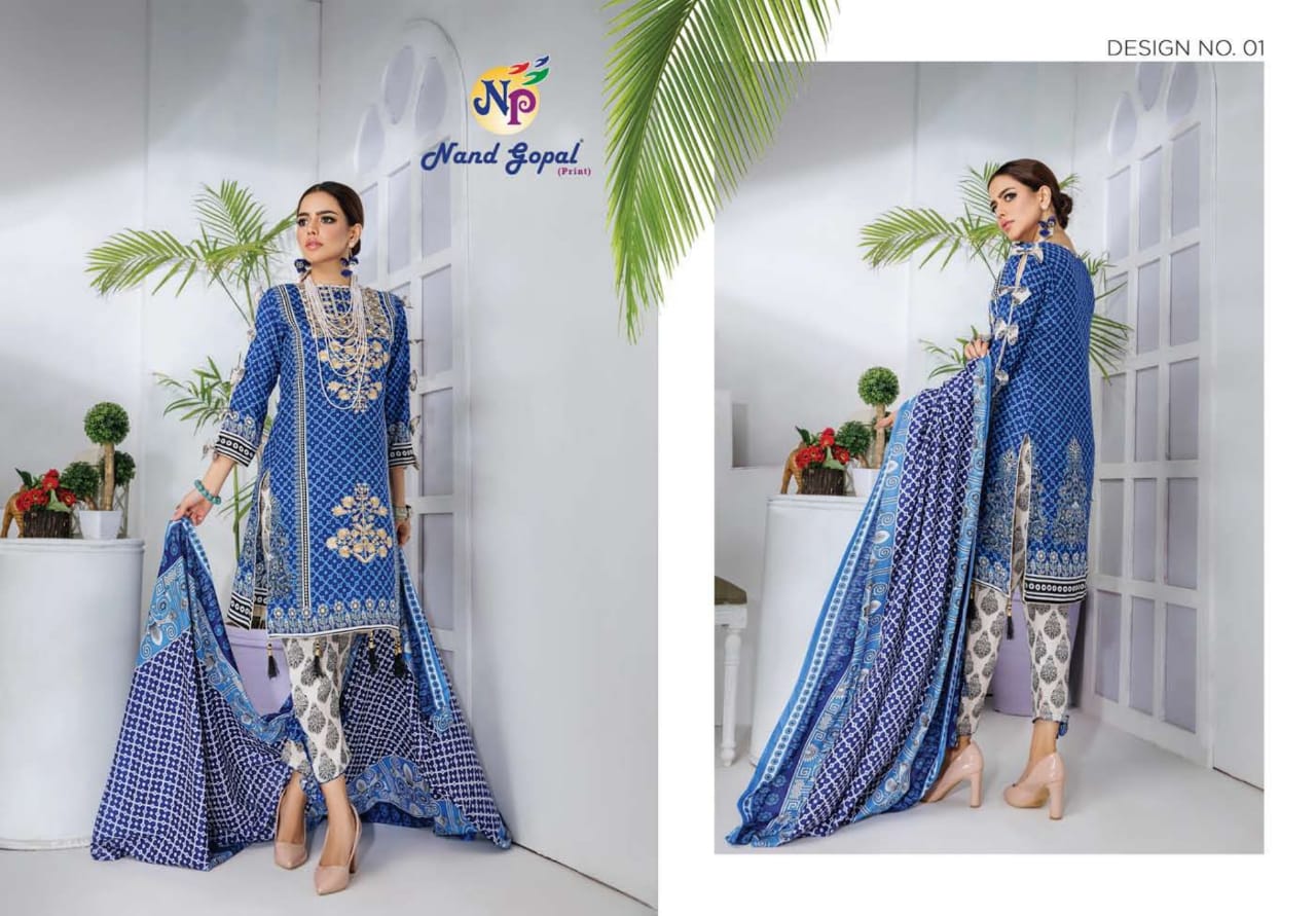 Nand Gopal Sofiya Karachi Cotton Pure Cotton Fabric Karachi Style Dress Material Salwar Suits Wholesale Dealer Surat