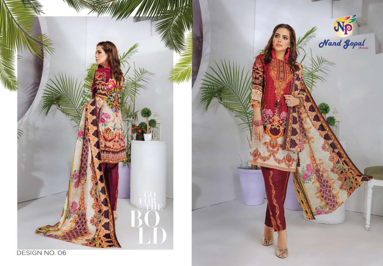 Nand Gopal Sofiya Karachi Cotton Pure Cotton Fabric Karachi Style Dress Material Salwar Suits Wholesale Dealer Surat