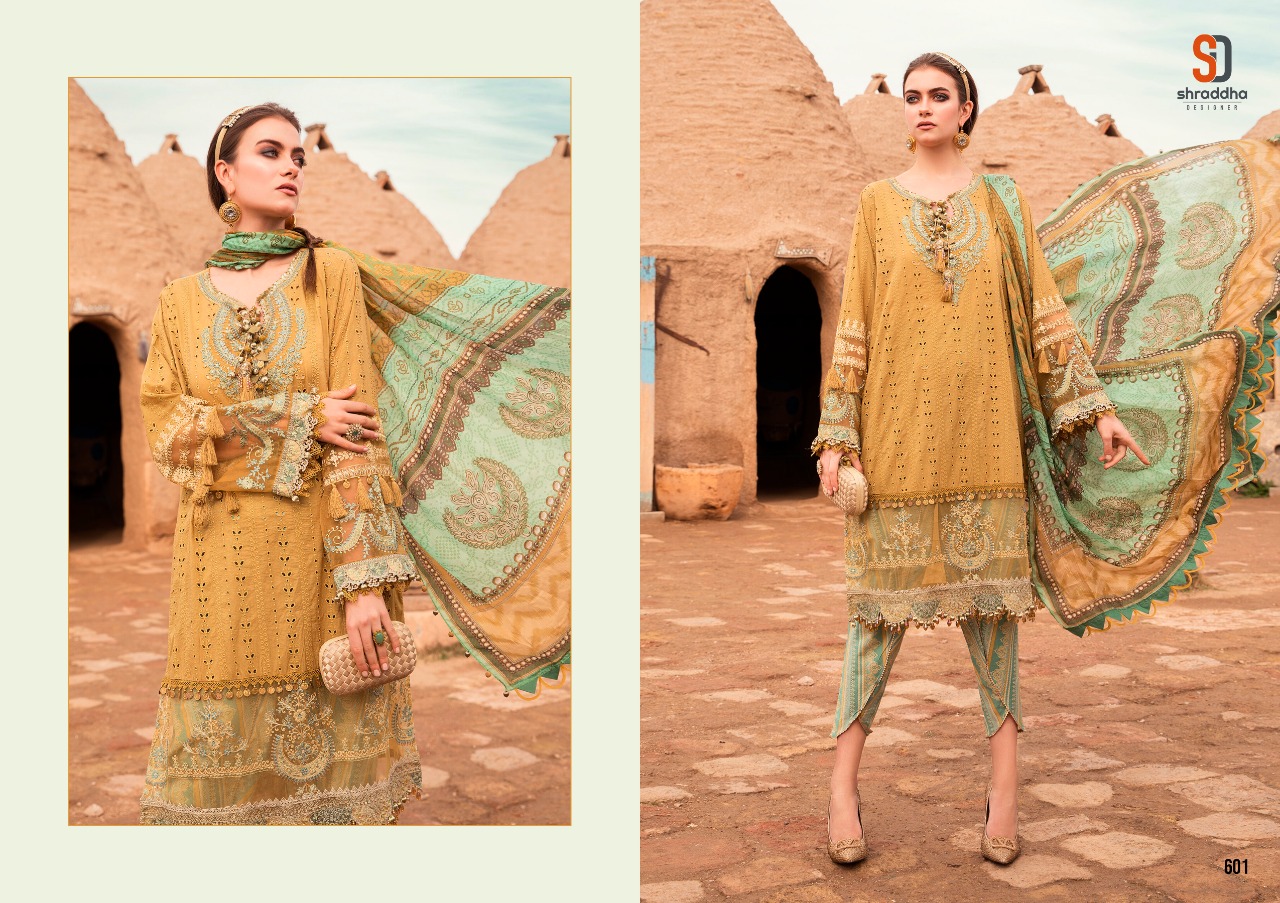 Shraddha Designer Maria B Schiffli Collection Pure Cambric Cotton With Heavy Chicken Embroidery Work Pakisatni Suits Wholesaler Surat