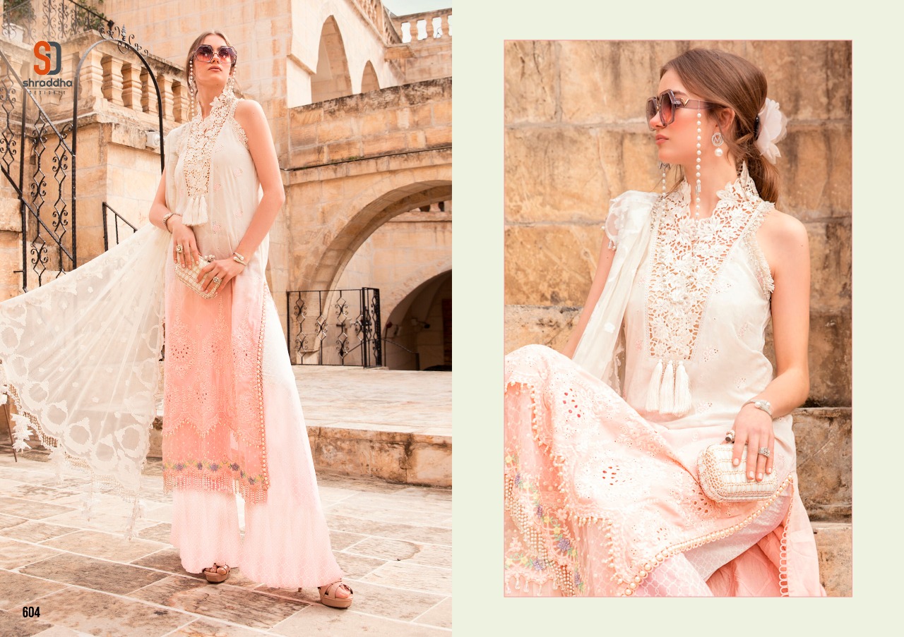 Shraddha Designer Maria B Schiffli Collection Pure Cambric Cotton With Heavy Chicken Embroidery Work Pakisatni Suits Wholesaler Surat