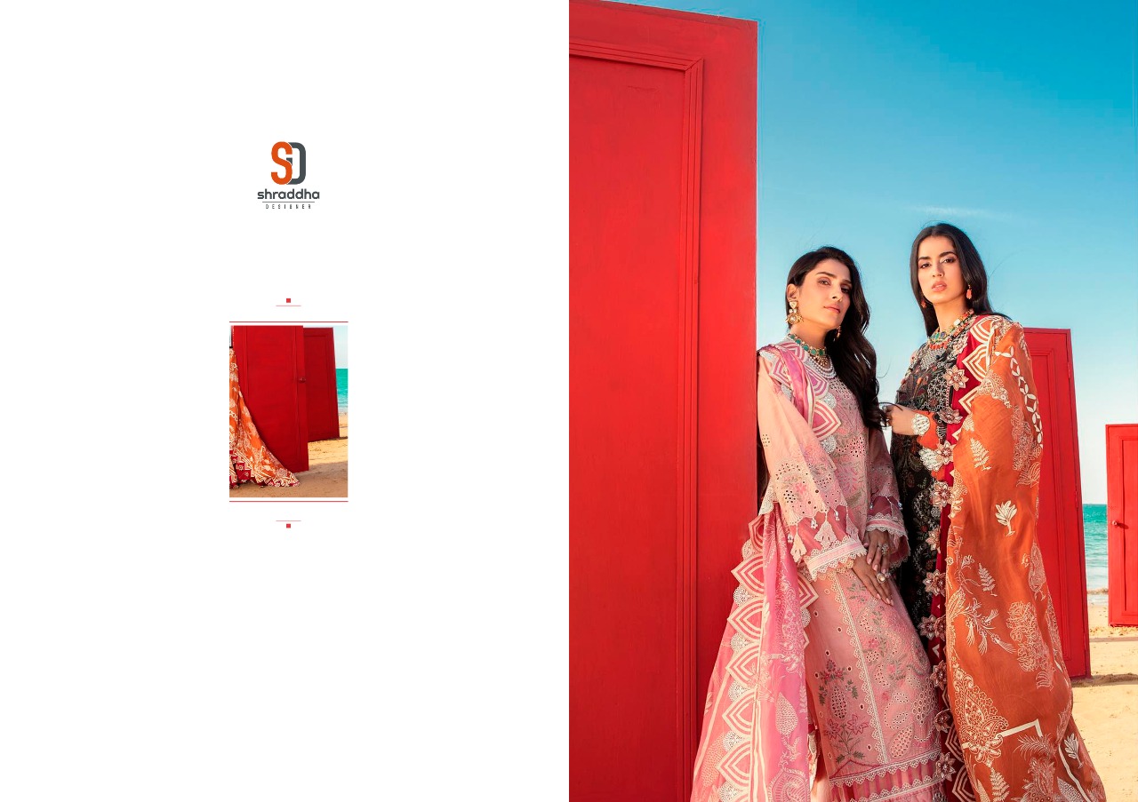 Shraddha Designer Noor Vol 4 Pure Cambric Cotton With Heavy Chicken Embroidery Work Pakistani Salwar Suits Wholesaler Surat