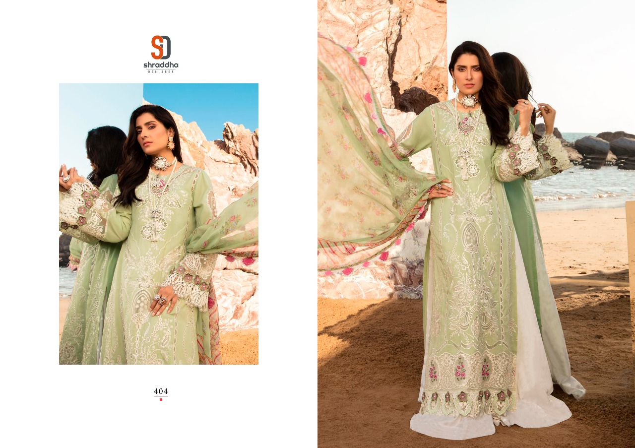Shraddha Designer Noor Vol 4 Pure Cambric Cotton With Heavy Chicken Embroidery Work Pakistani Salwar Suits Wholesaler Surat