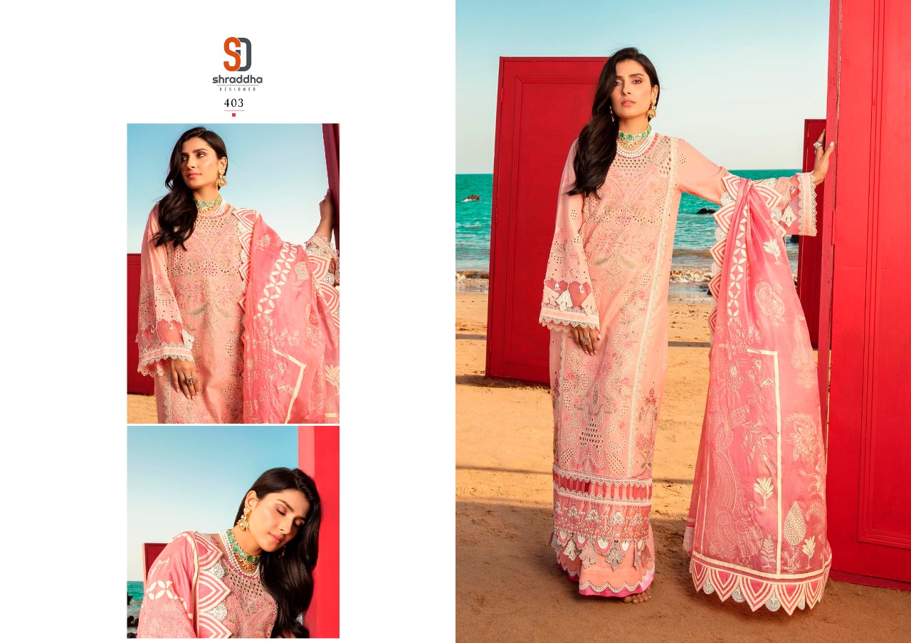 Shraddha Designer Noor Vol 4 Pure Cambric Cotton With Heavy Chicken Embroidery Work Pakistani Salwar Suits Wholesaler Surat