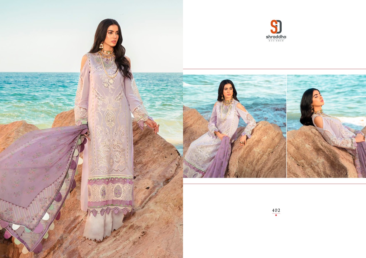 Shraddha Designer Noor Vol 4 Pure Cambric Cotton With Heavy Chicken Embroidery Work Pakistani Salwar Suits Wholesaler Surat