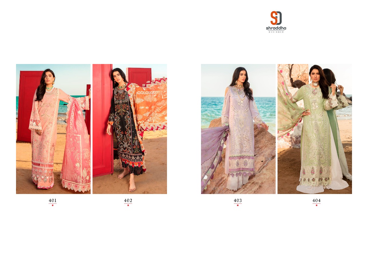 Shraddha Designer Noor Vol 4 Pure Cambric Cotton With Heavy Chicken Embroidery Work Pakistani Salwar Suits Wholesaler Surat