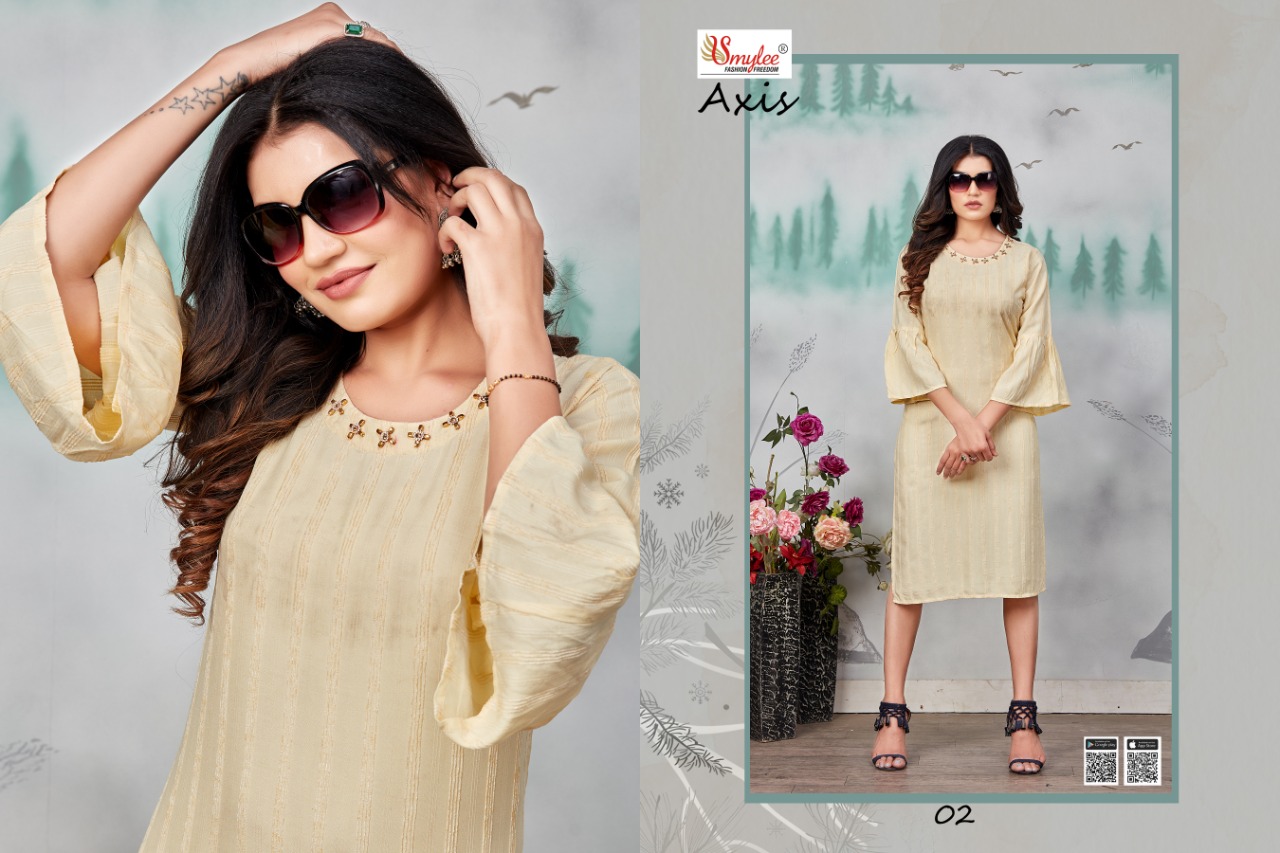 Smylee Fashion Axis Heavy Bombay Valvet Linning  With  Neck Embroidery Work Long Straight Kurtis Wholesale Dealer Surat