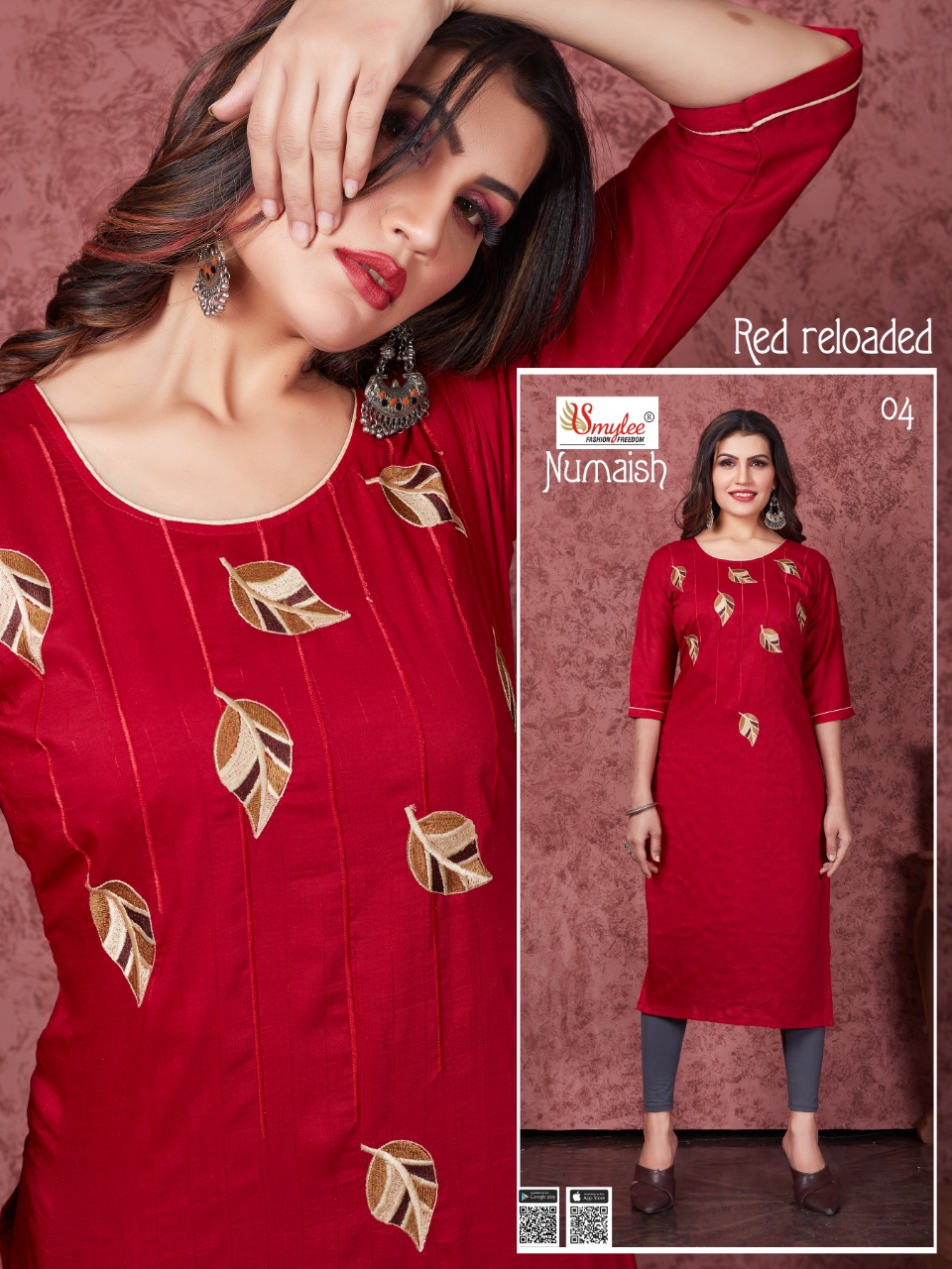 Smylee Fashion Numaish Heavy Silk Weving Lining With Manual Embroidery Work Long Straight Type Casual Wear Kurtis Wholesaler Surat