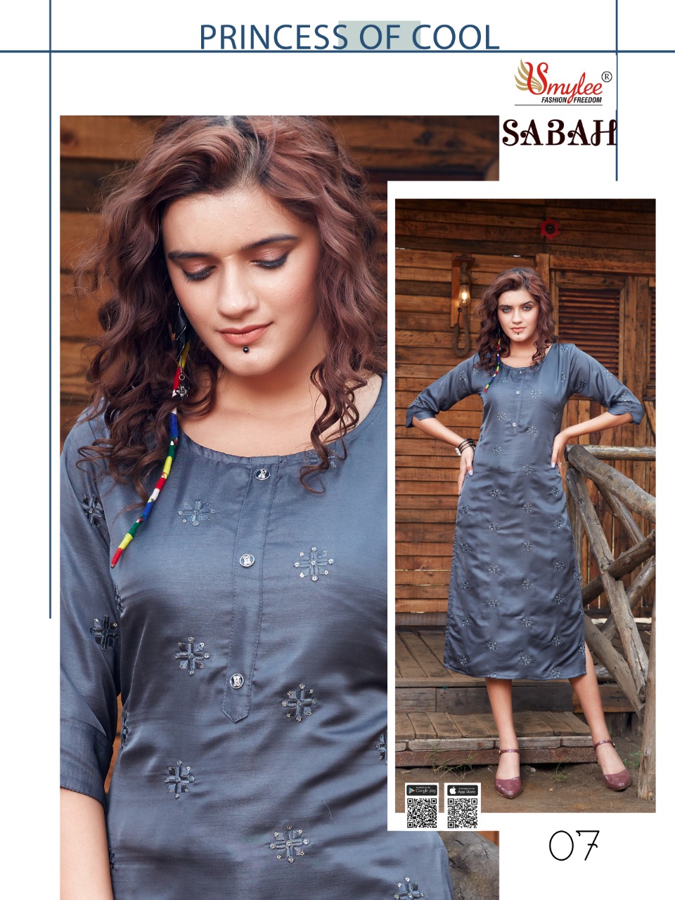 Smylee Fashion Sabah Heavy Fiona Silk With All Over Manual Embroidery Work Long Straight Type Kurtis Wholesale Dealer Surat