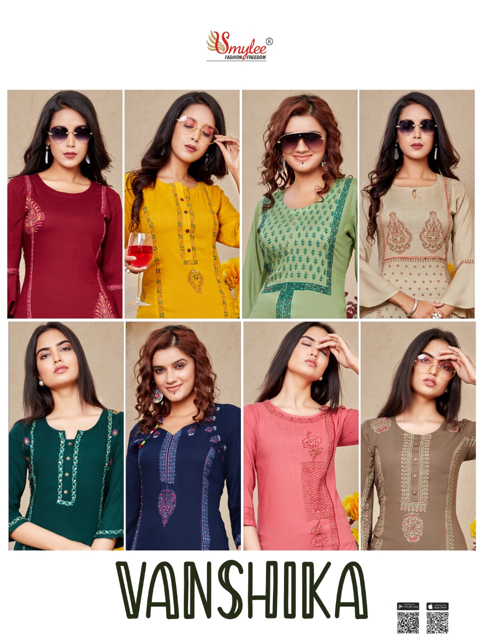 Smylee Fashion Vanshika Heavy Slub Rayon Screen Print With Manual Handwork Casual Wear Kurtis Wholesale Dealer Surat