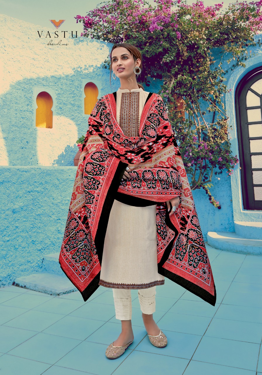 Vastu Tex Ikkat Patola Vol 2 Pure Lawn Print Neck Daman Embroidery Work Dress Material Salwar Suits Wholesale Dealer Surat