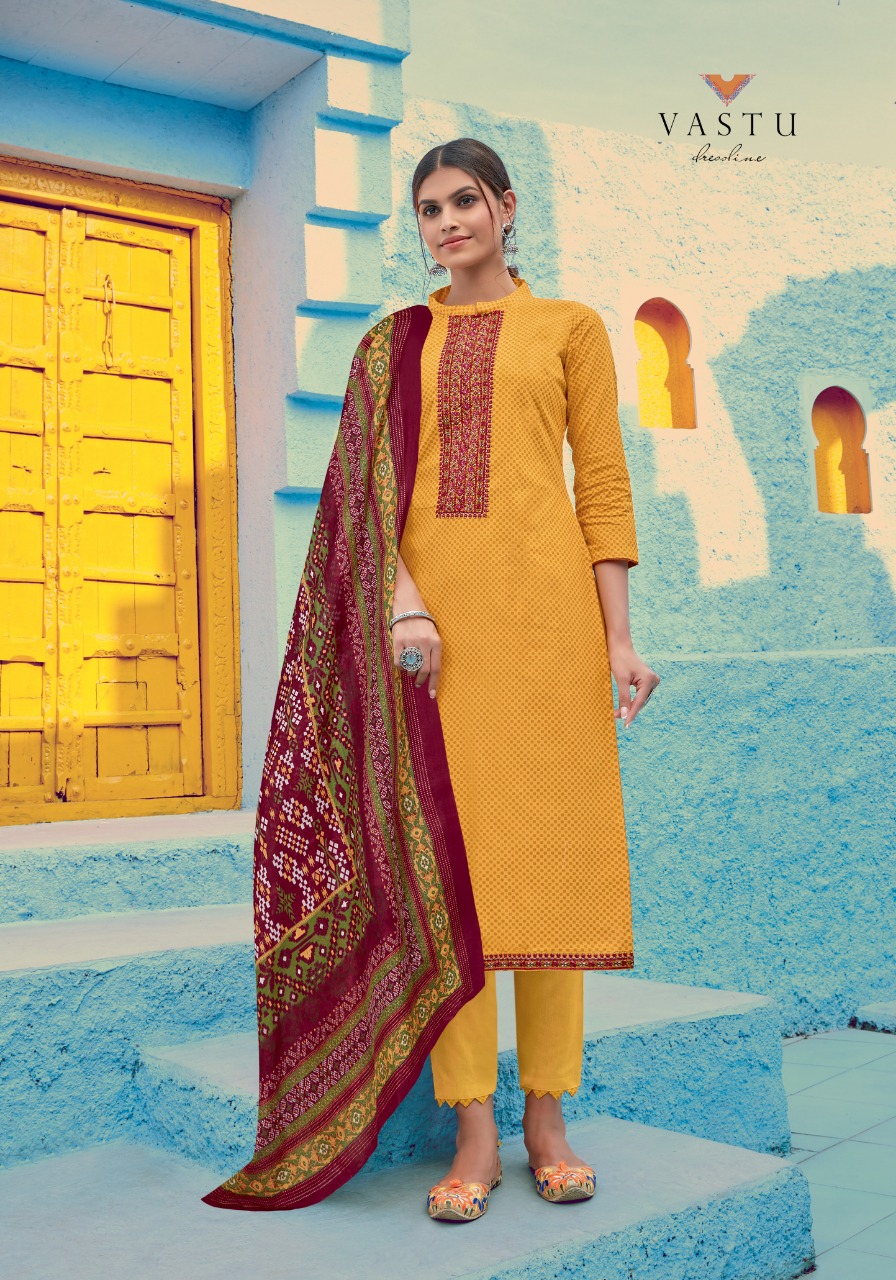 Vastu Tex Ikkat Patola Vol 2 Pure Lawn Print Neck Daman Embroidery Work Dress Material Salwar Suits Wholesale Dealer Surat