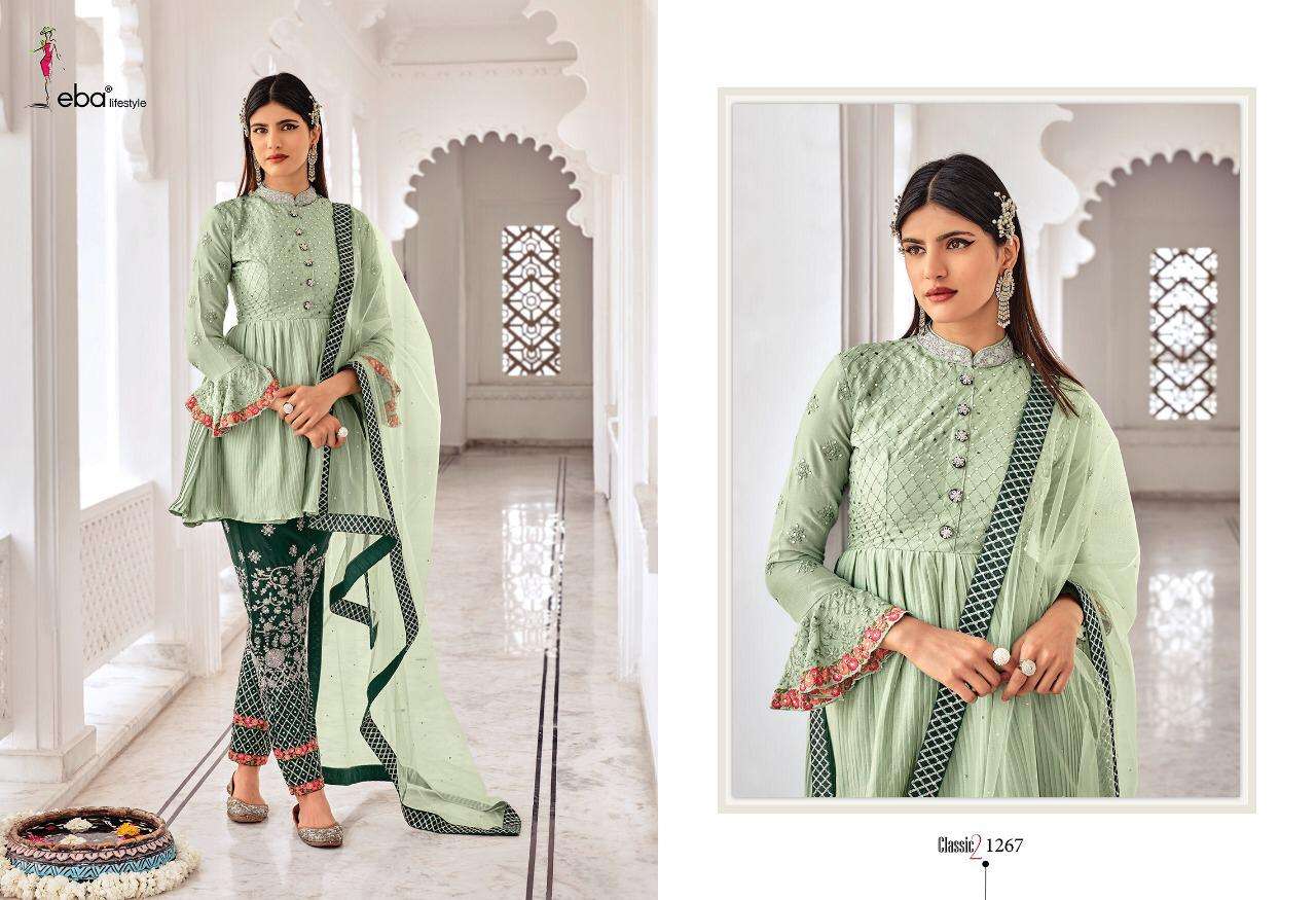 Eba Lifestyle Classic Vol 2 Heavy Chinon With Embroidery Daimond Work Dress Material Salwar Suits Wholesale Dealer Surat