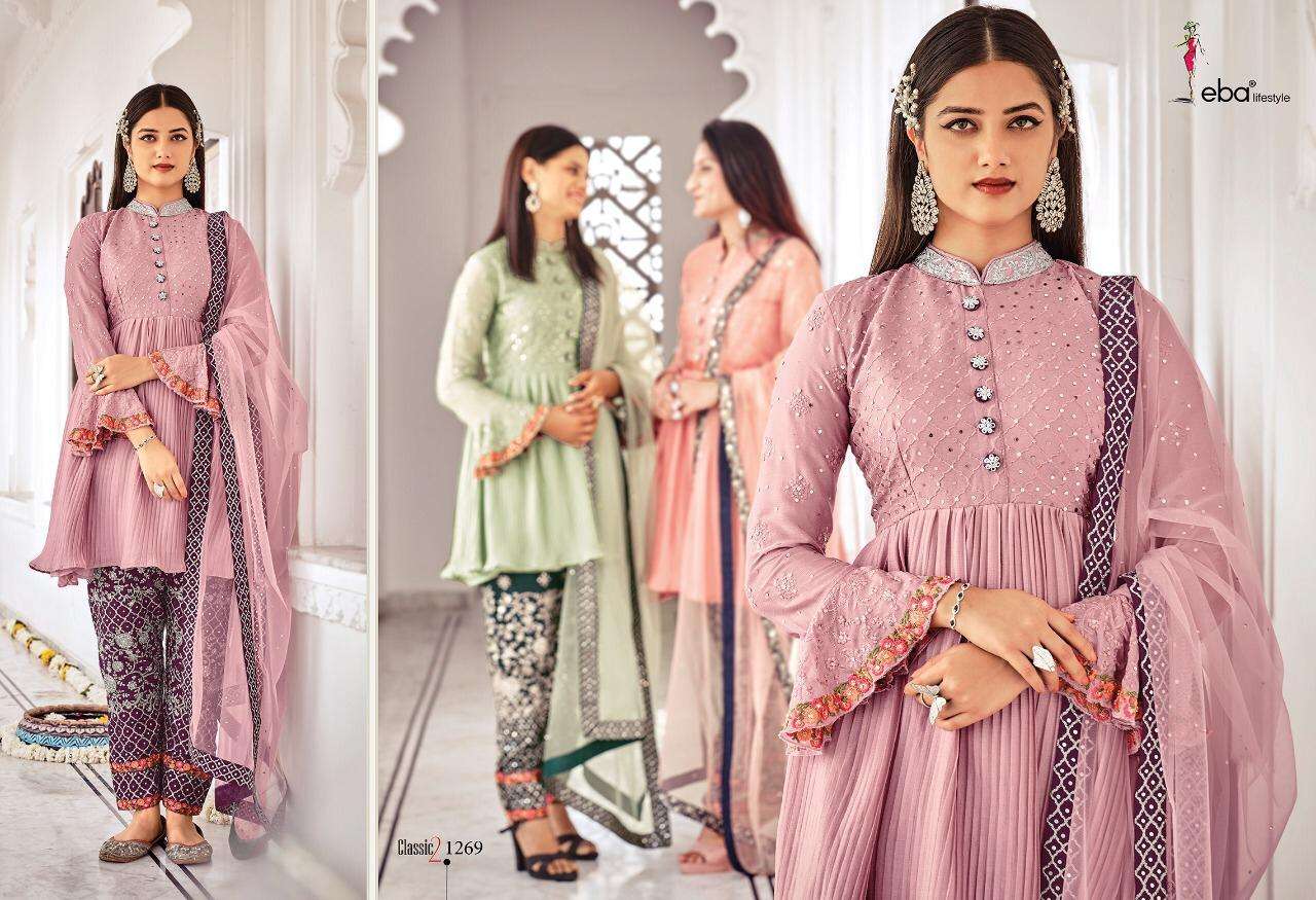 Eba Lifestyle Classic Vol 2 Heavy Chinon With Embroidery Daimond Work Dress Material Salwar Suits Wholesale Dealer Surat