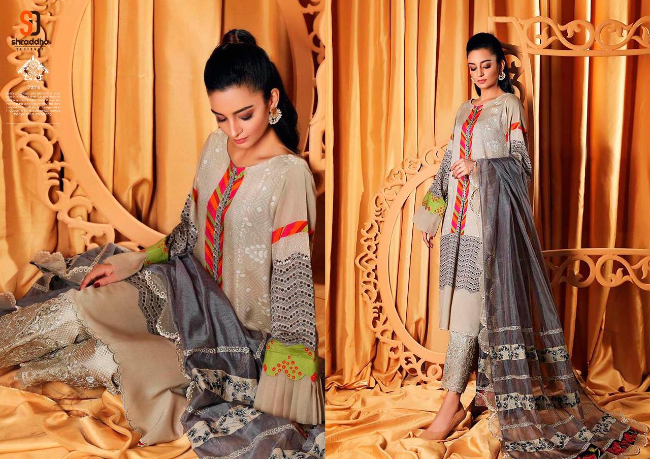 Shraddha Designer Ceremony Lawn Cotton Digital Print With Embroidery Work Pakistani Style Salwar Kameez Wholesaler Surat