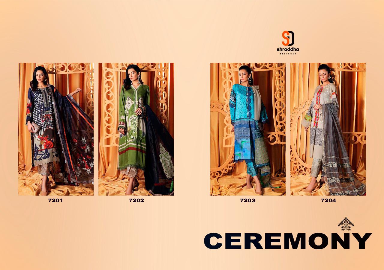 Shraddha Designer Ceremony Lawn Cotton Digital Print With Embroidery Work Pakistani Style Salwar Kameez Wholesaler Surat