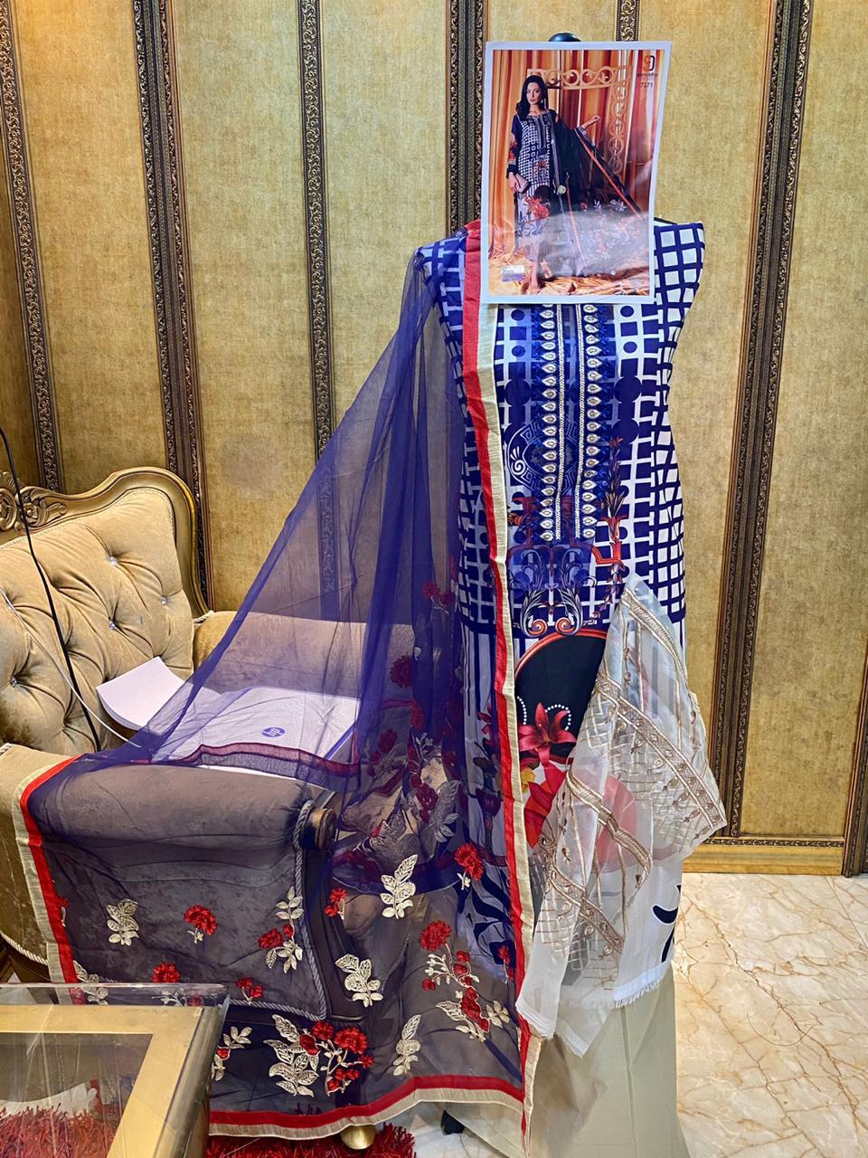 Shraddha Designer Ceremony Lawn Cotton Digital Print With Embroidery Work Pakistani Style Salwar Kameez Wholesaler Surat