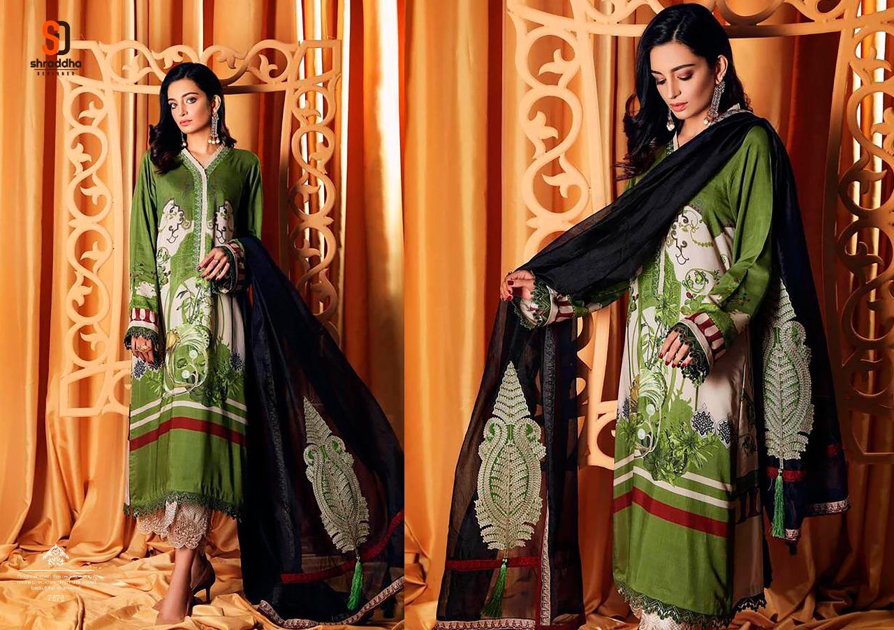 Shraddha Designer Ceremony Lawn Cotton Digital Print With Embroidery Work Pakistani Style Salwar Kameez Wholesaler Surat