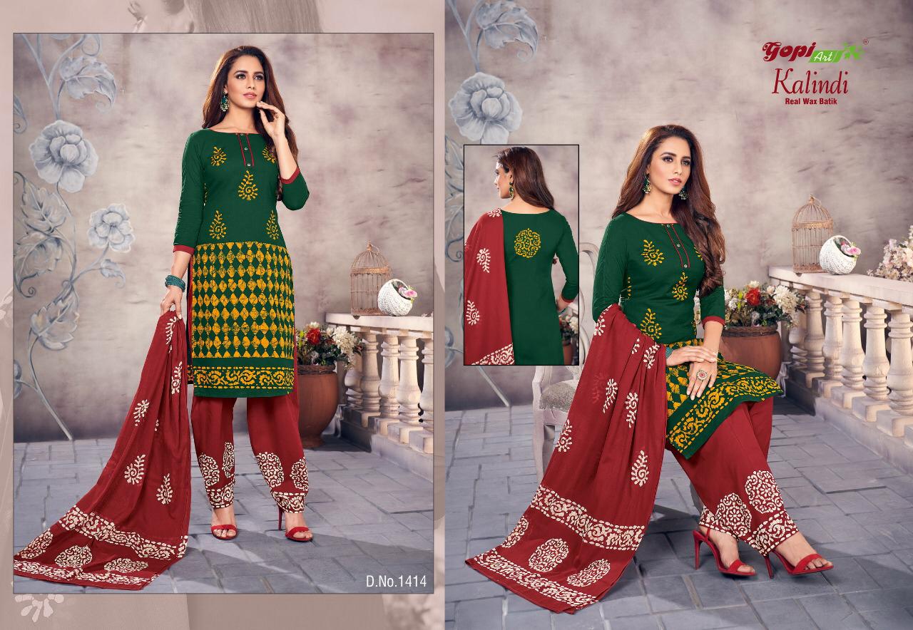 Gopi Art Kalindi Real Wax Batik Pure Cotton With Bandhni Print Dress Material Salwar Suits Wholesale Dealer Surat