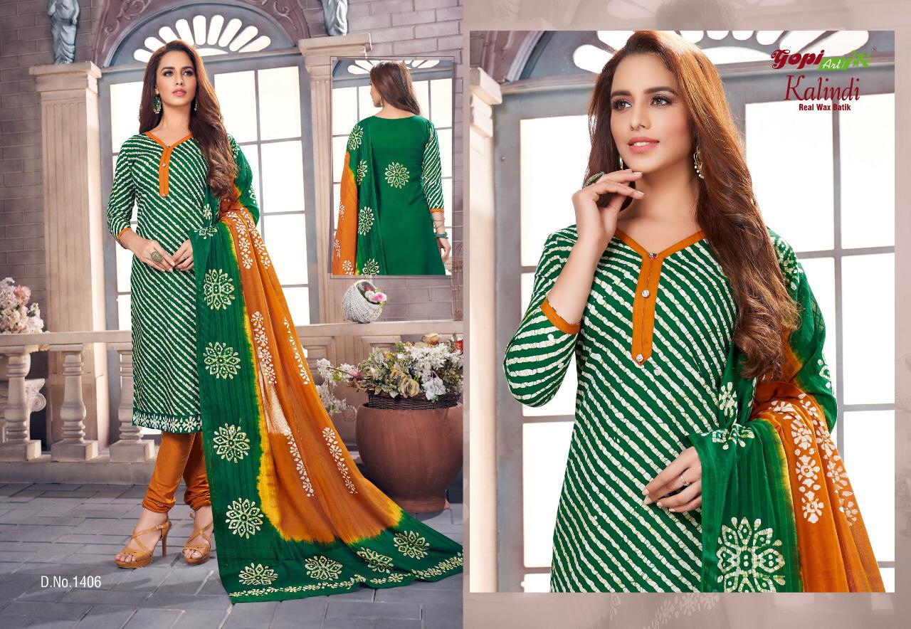 Gopi Art Kalindi Real Wax Batik Pure Cotton With Bandhni Print Dress Material Salwar Suits Wholesale Dealer Surat