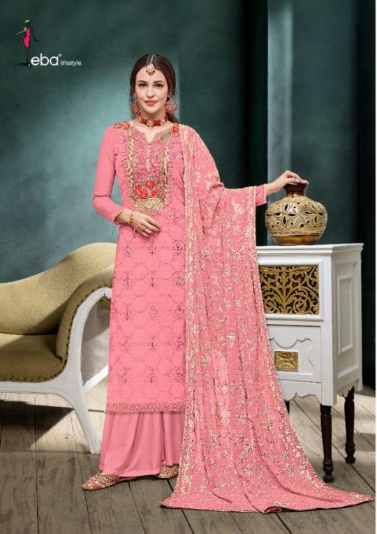 Eba Lifestyle Mount Black Vol 5 Chinon With Heavy Embroidery Khatli Work Salwar Kameez Wholesale Dealer Surat