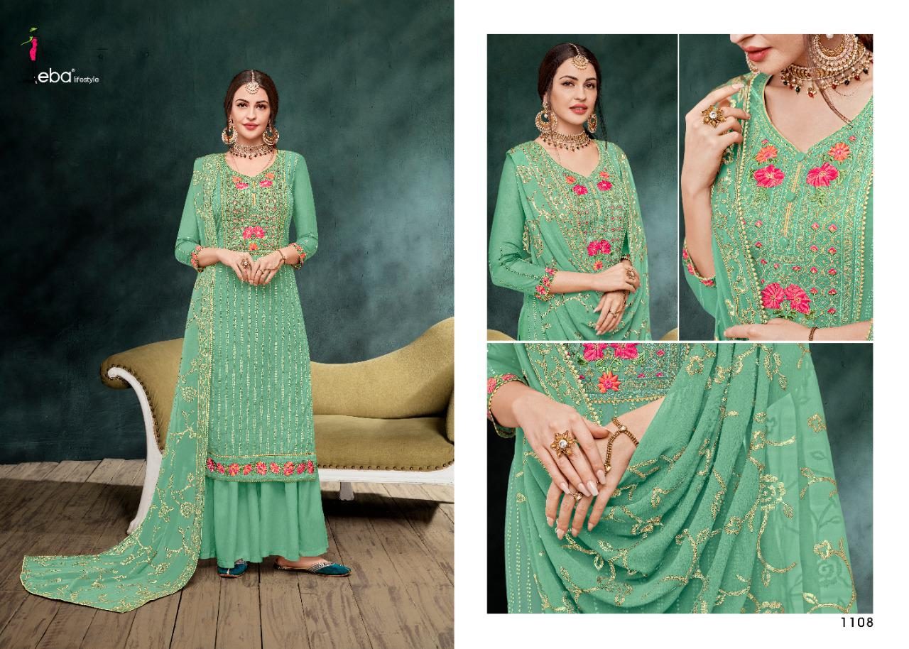 Eba Lifestyle Mount Black Vol 5 Chinon With Heavy Embroidery Khatli Work Salwar Kameez Wholesale Dealer Surat