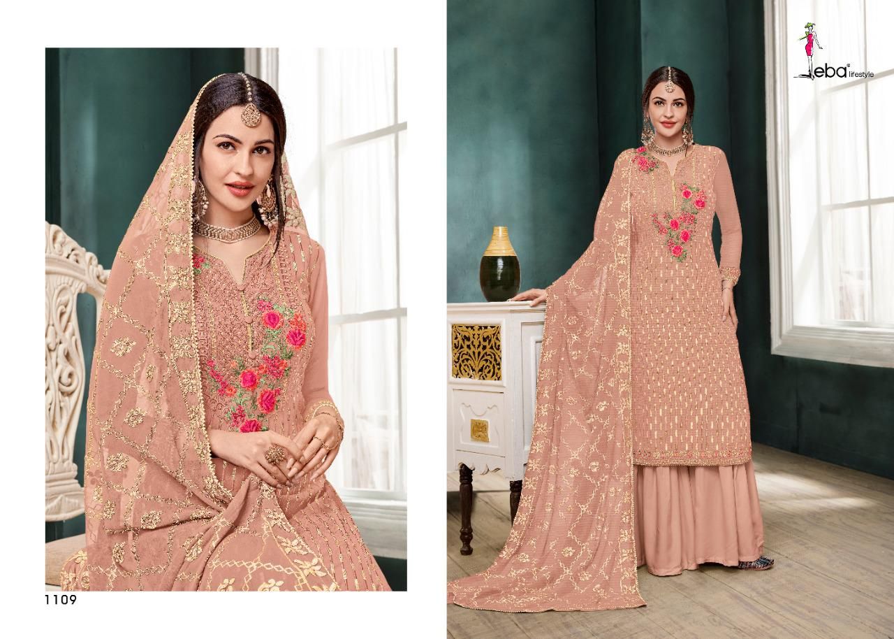 Eba Lifestyle Mount Black Vol 5 Chinon With Heavy Embroidery Khatli Work Salwar Kameez Wholesale Dealer Surat