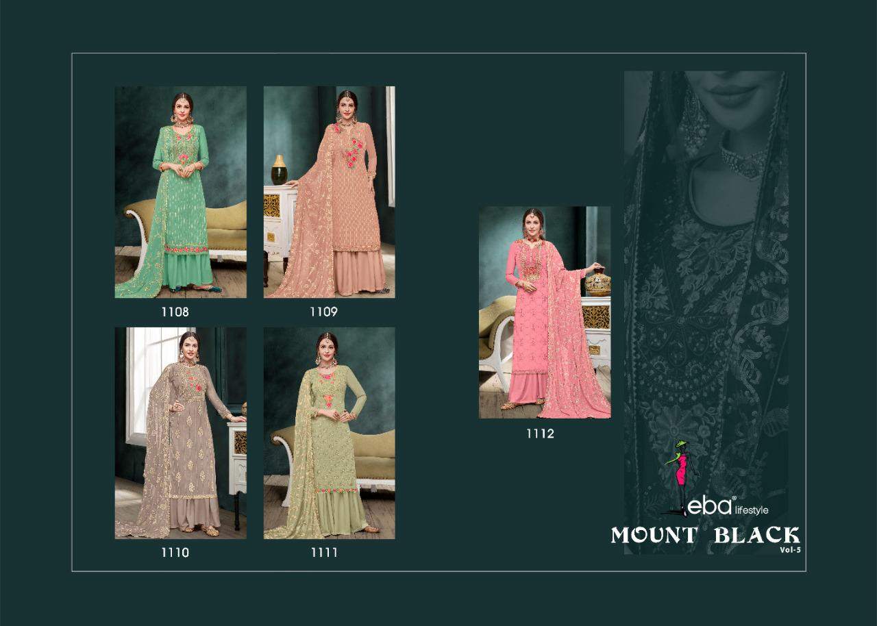 Eba Lifestyle Mount Black Vol 5 Chinon With Heavy Embroidery Khatli Work Salwar Kameez Wholesale Dealer Surat