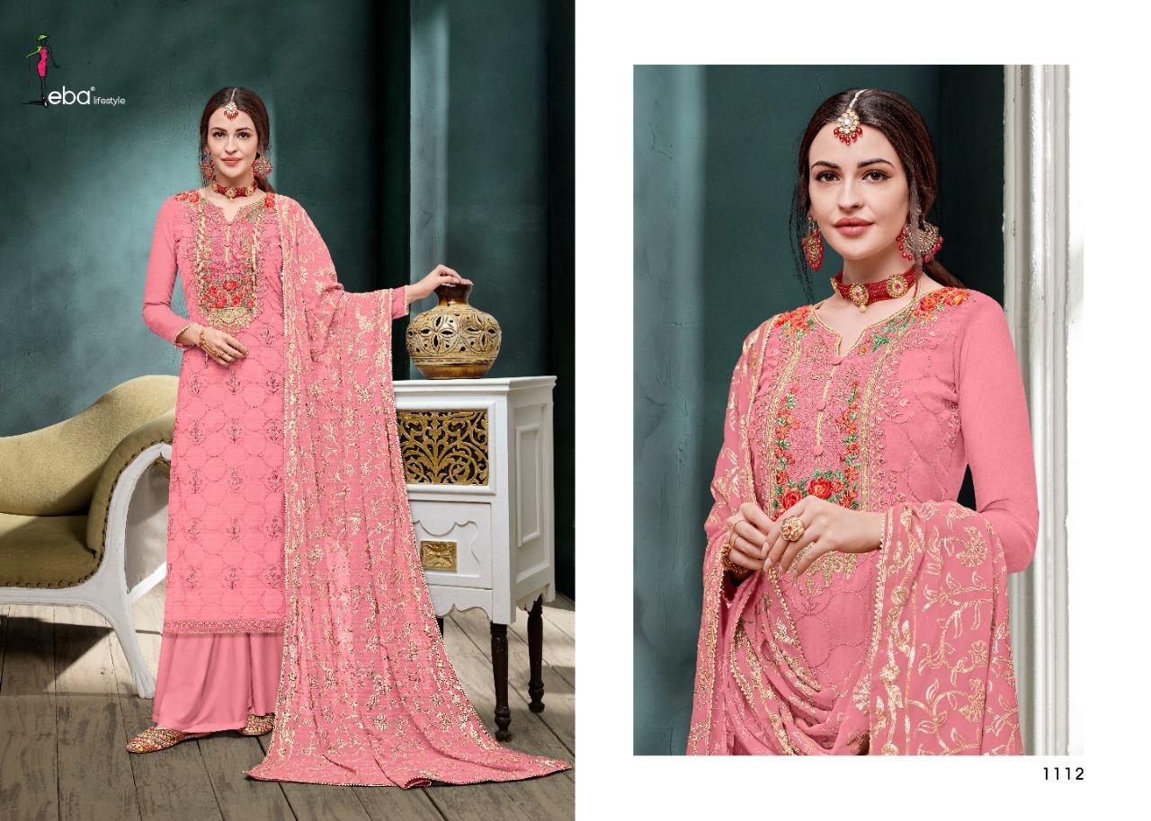 Eba Lifestyle Mount Black Vol 5 Chinon With Heavy Embroidery Khatli Work Salwar Kameez Wholesale Dealer Surat