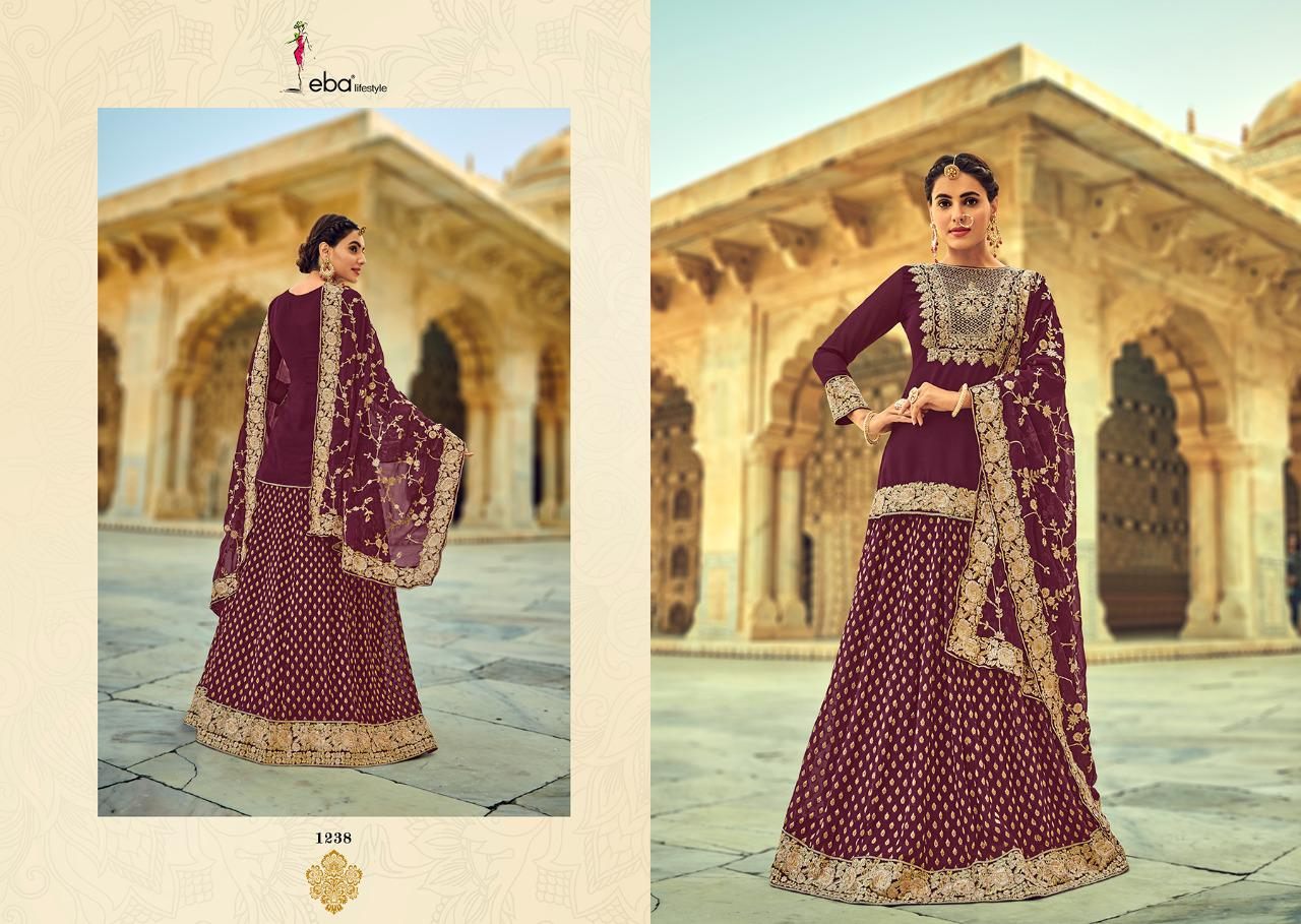 Eba Lifestyle Rashm O Riwaz Heavy Georgette Suits With Embroidery Work Fancy Wear Salwar Kameez Wholesale Dealer Surat